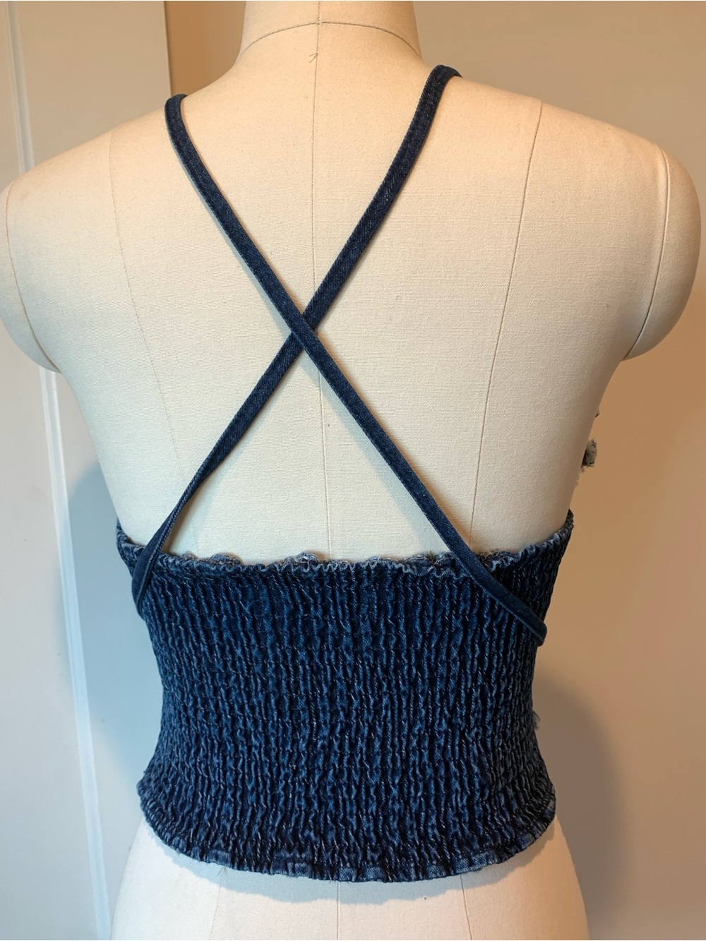 AKIRA Blue Denim Butterfly Studded Corset Camisole - Picture 9 of 10